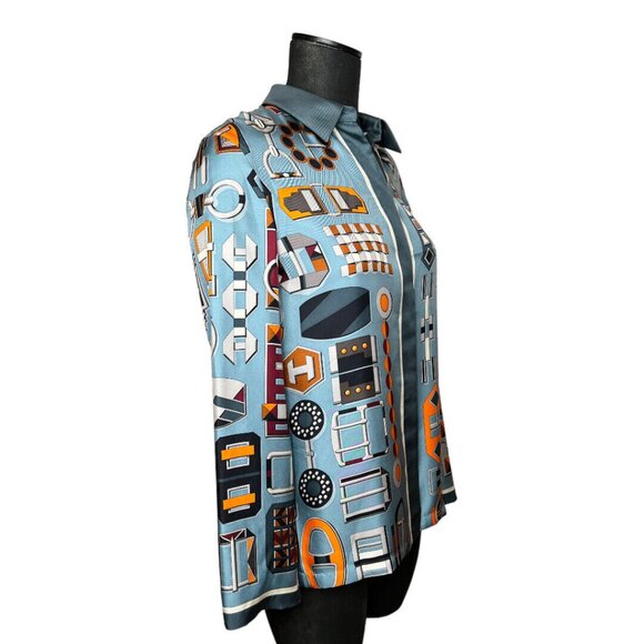 Hermes NWT Luxurious Silk Twill Buckles Blouse Shirt Size 38 Made In France - Picture 7 of 14